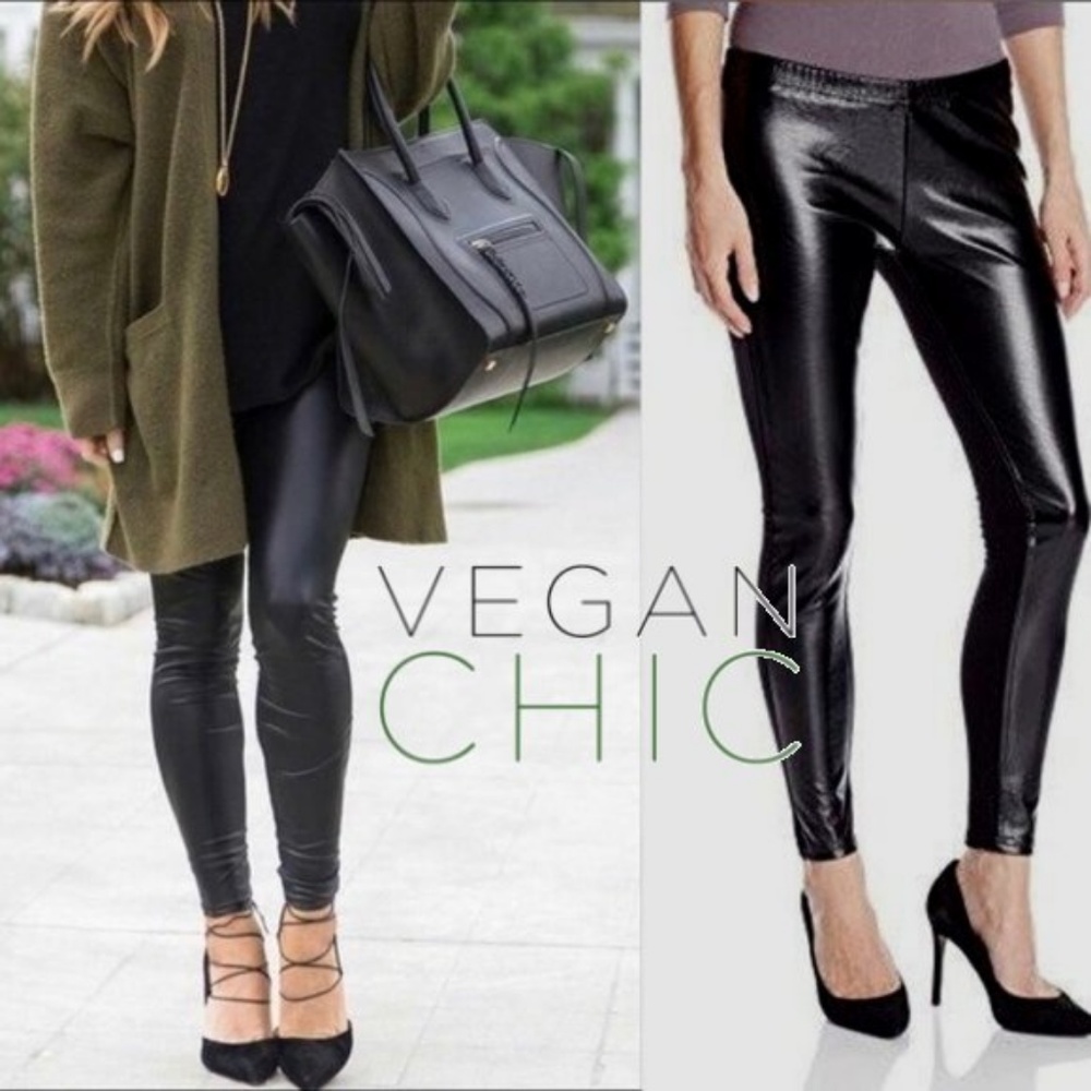 NWT Jessica Simpson Matte Black Vegan Faux Leather Leggings - Large L - Picture 5 of 9